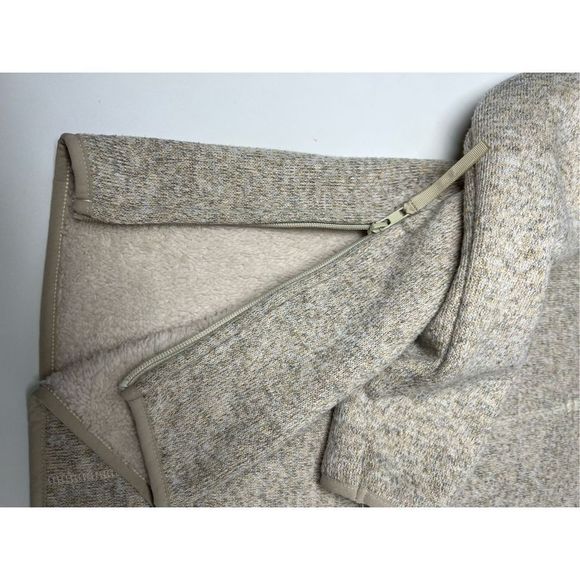 Anthro Thread & Supply Flees Knitted Hoodie 1/4 zipper Cream Teddy Lined Size S - Picture 5 of 15